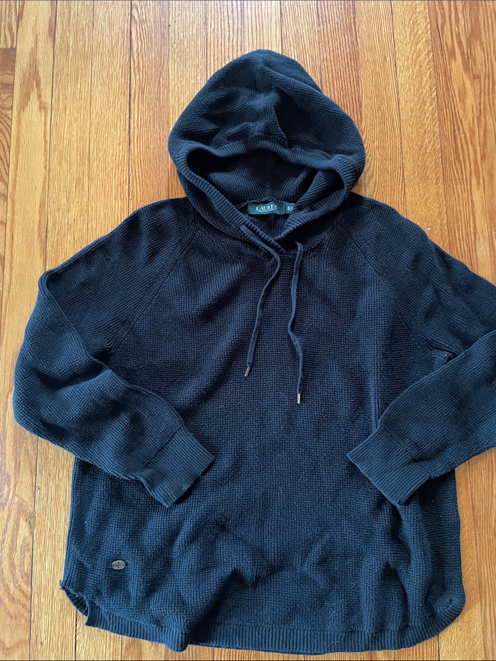 Lauren Ralph Lauren carbon steel black Waffle Knit Hoodie